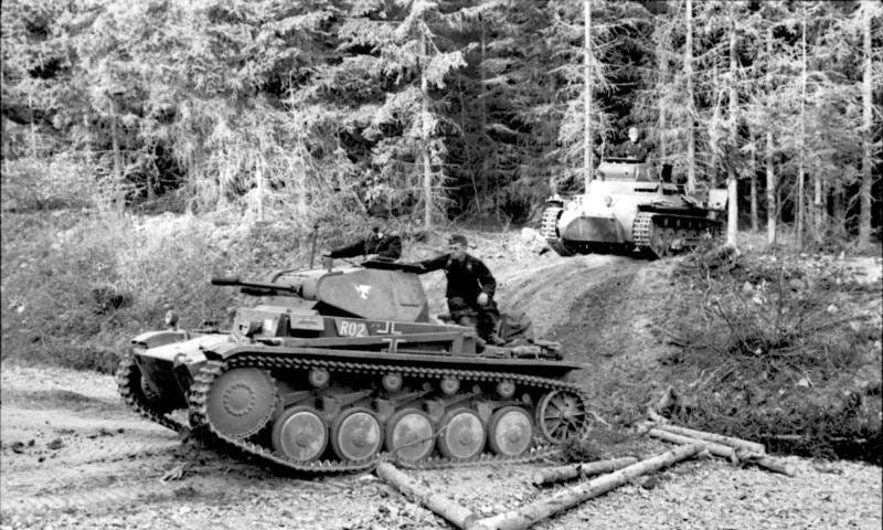 An uparmored Panzer II on the Western front with a Panzer I in the background, May 1940