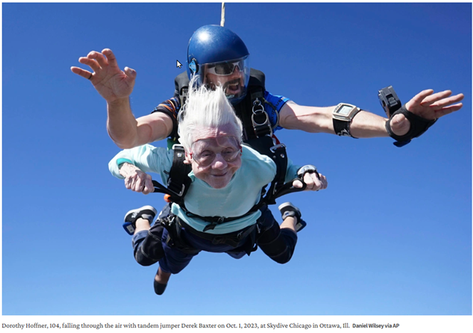 The real-life picture of the 104-year-old woman skydiving