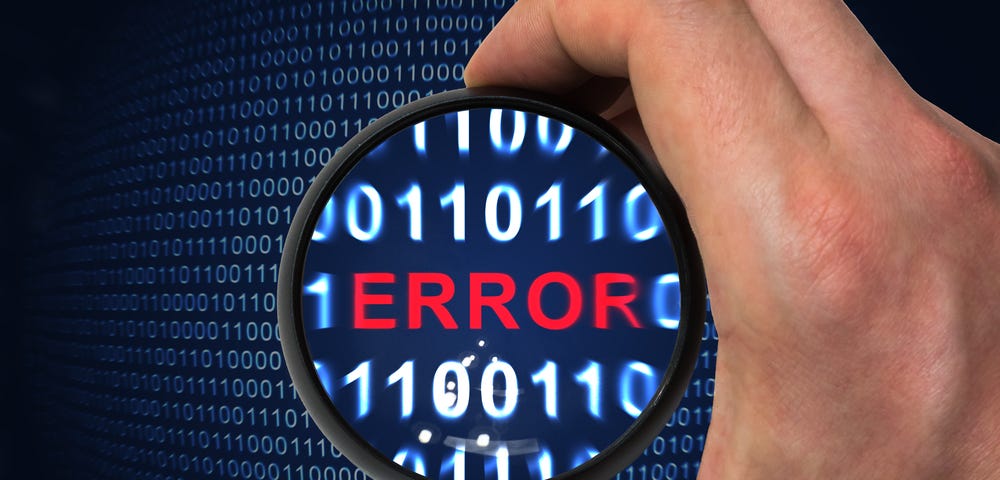 An image representing the word ‘ERROR’ in binary code