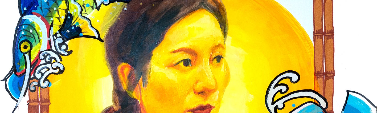 Painting of the writer’s Corean mother, by Lauren Hana Chai.