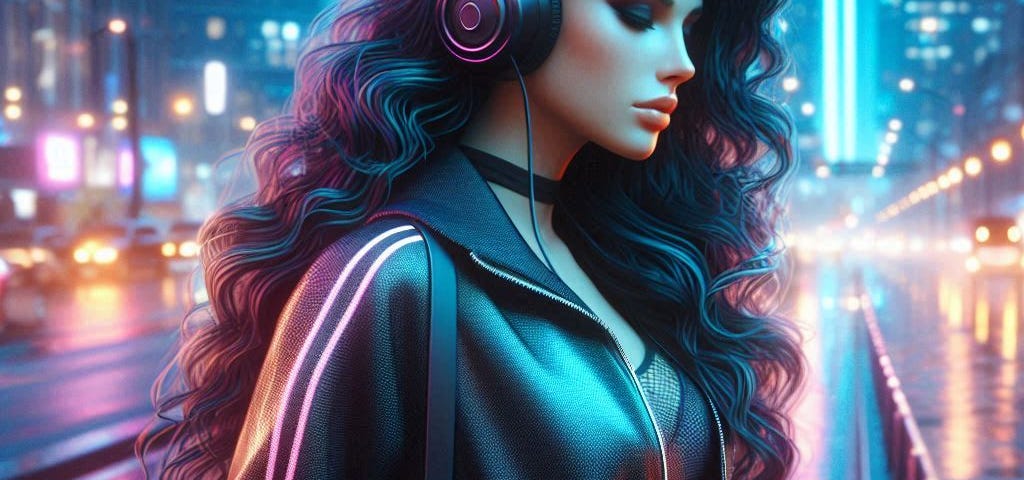 A girl listening music with headphones