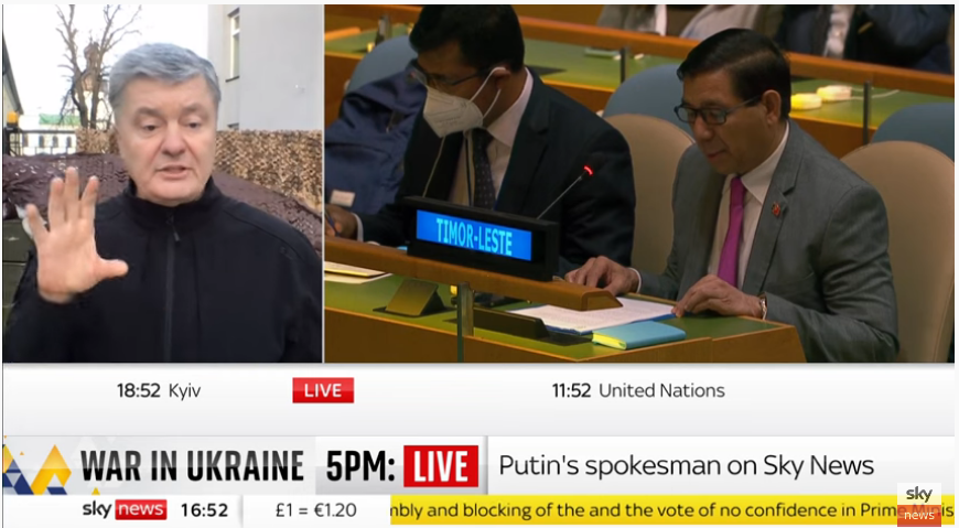 Screenshot of youtube video https://youtu.be/-YEjj01TlfM covering expulsion of Russia from UN’s Human Rights Council.