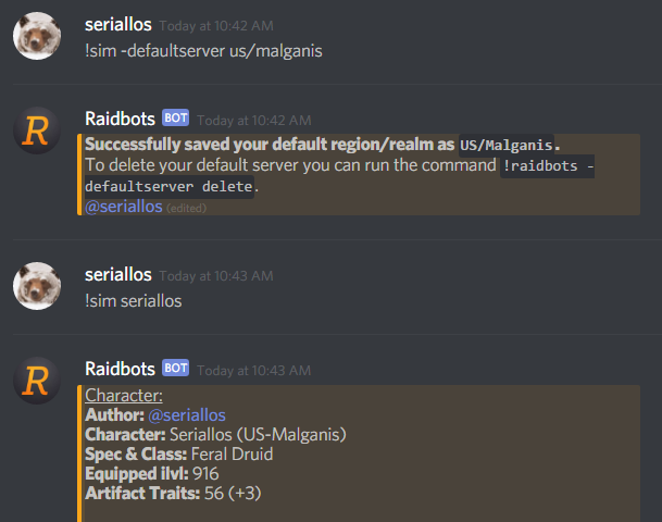 Raidbots discord bot команды