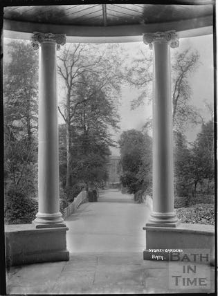 A picture of the view from the Loggia to the back of the Holburne Museum, c. 1920