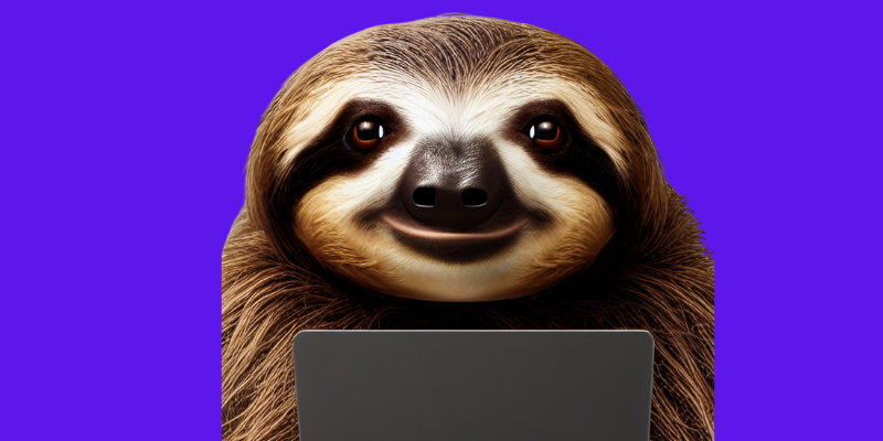 Cartoon sloth on a laptop — How I Make $5,000 Per Month Writing Slow Articles