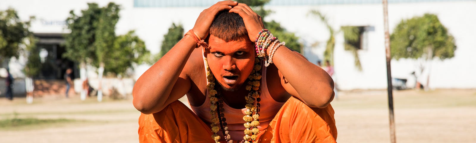 Portrait of A performing artist of India, NOT LOOKING HAPPY