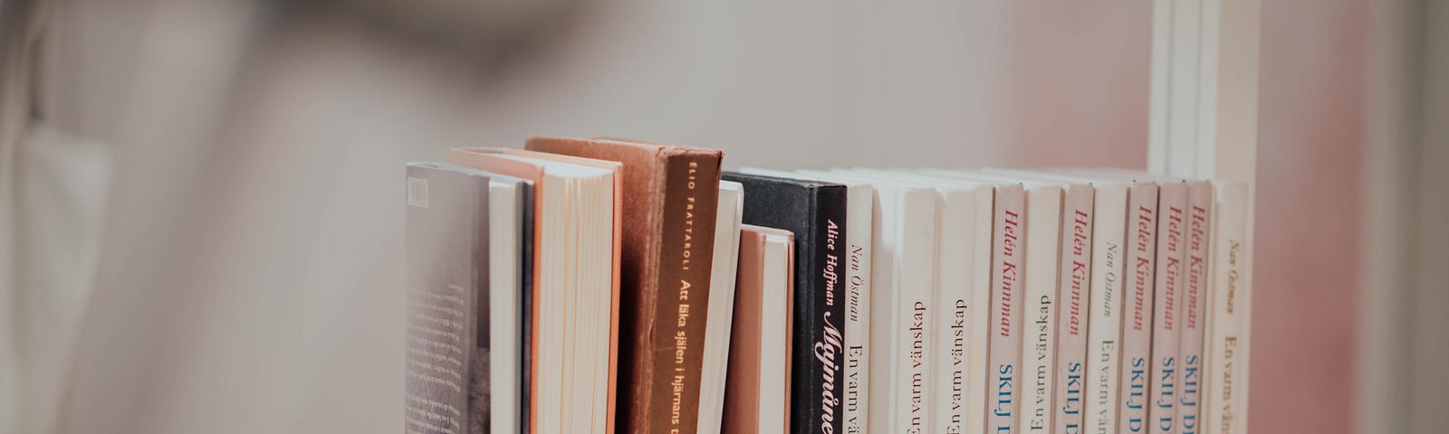 A series of books on a shelf