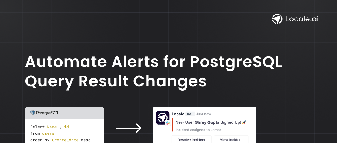 Sample Slack alert about PostgreSQL query result changes