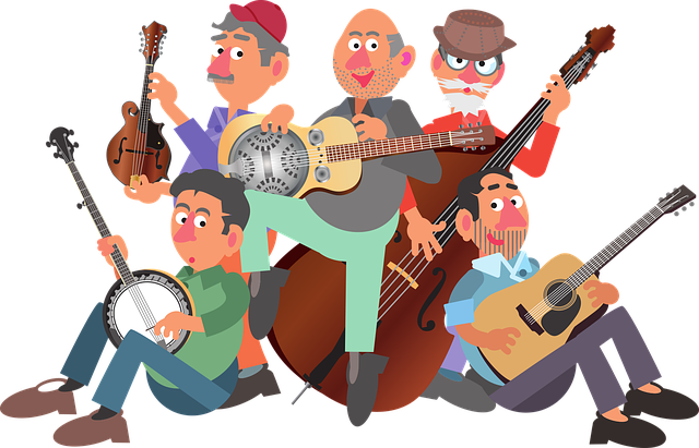 A group of musicians gathering to play together.