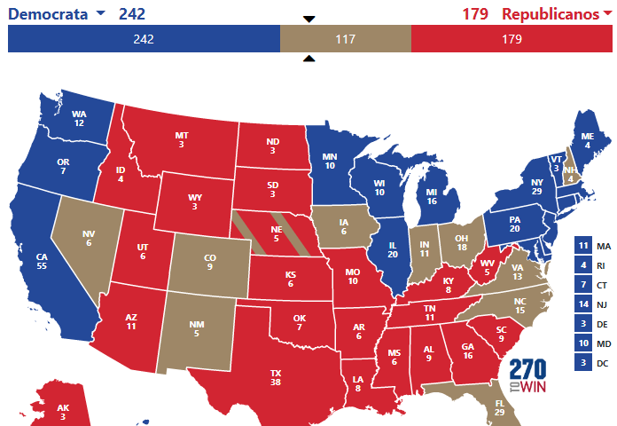 Imagem disponível em: https://www.270towin.com/content/blue-and-red-states. Acesso: 31/07/2020, 18h:30min.