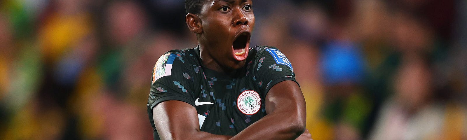 Oshoala’s shirt removal celebration after she netted the winning goal for Nigeria against FIFA Women’s World Cup Co-host, Australia. This move has become criticized by religious people and sports pundits due to the yellow card she accrued for the move. This is the first time Nigeria’s Super Falcons have come from behind to win in a World Cup tournament.