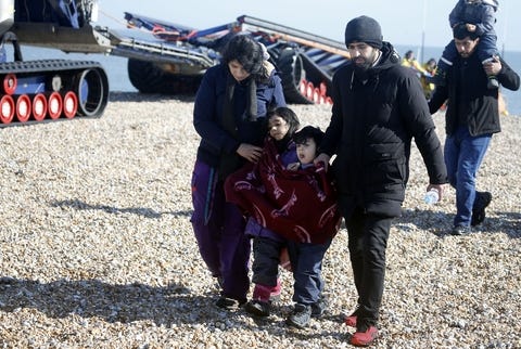 Migrants being rescued by the Border Force of the UK