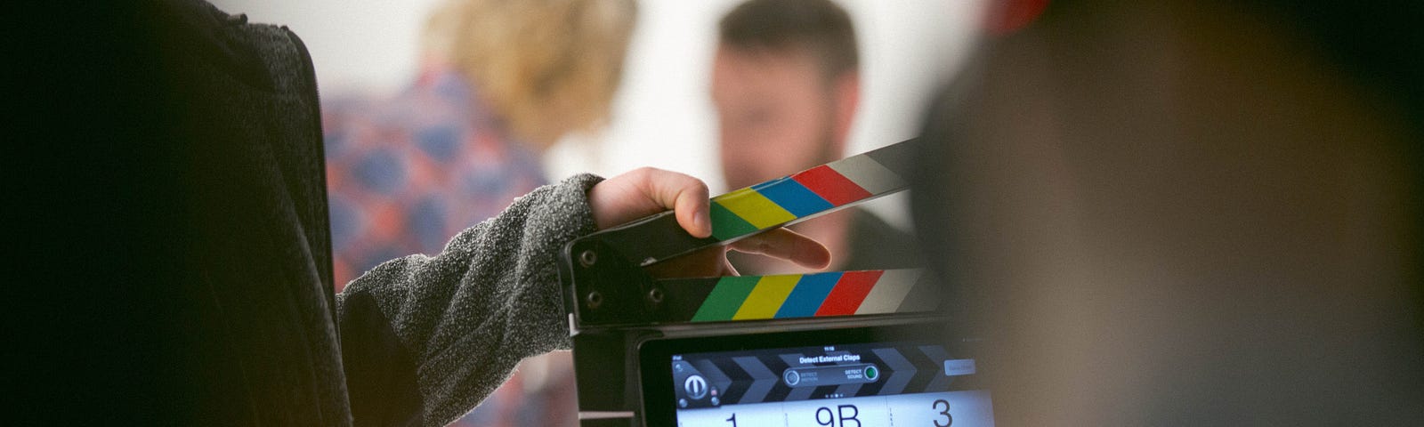 Clapperboard while filming