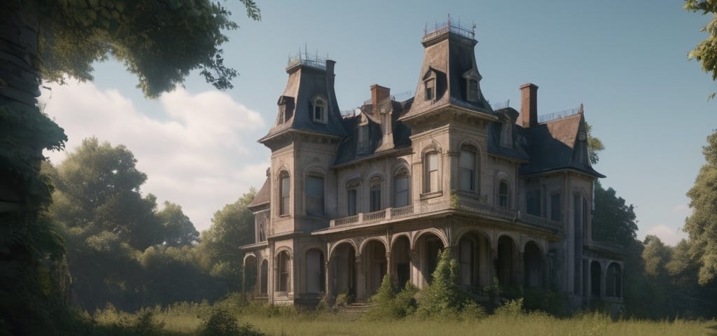 The old mansion stood as a relic of a bygone era, its timeworn façade looming over the overgrown grounds like a shadow from the past