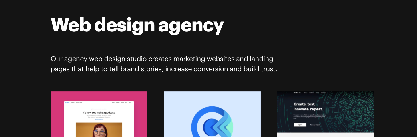 web design agency homepage