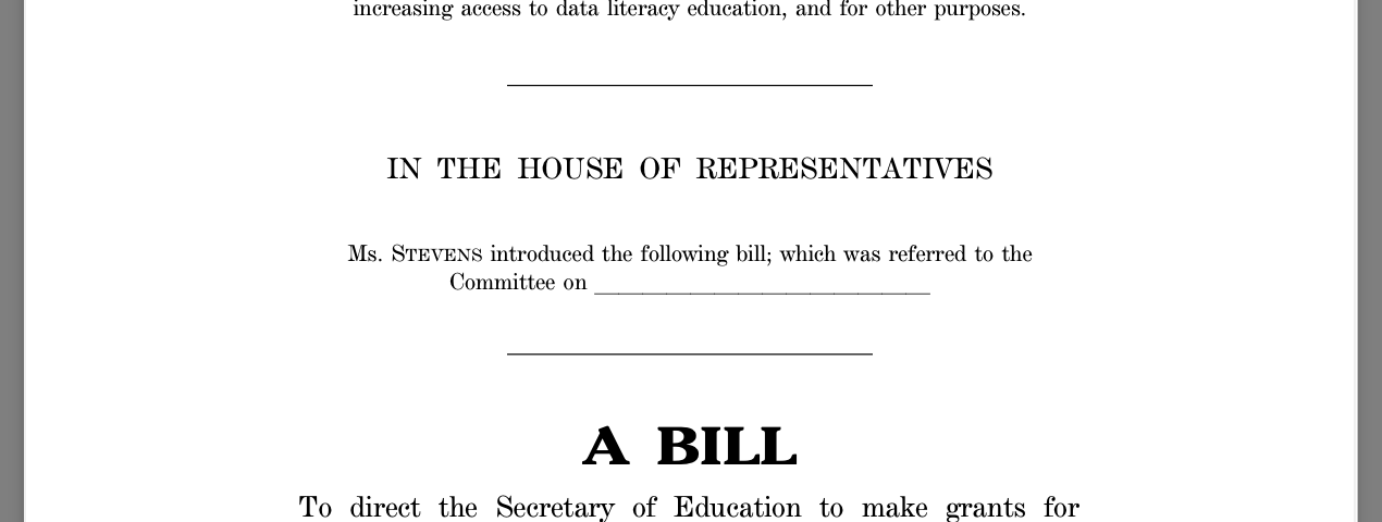 First 5 lines of the “Data Science and Literacy Act of 2023”