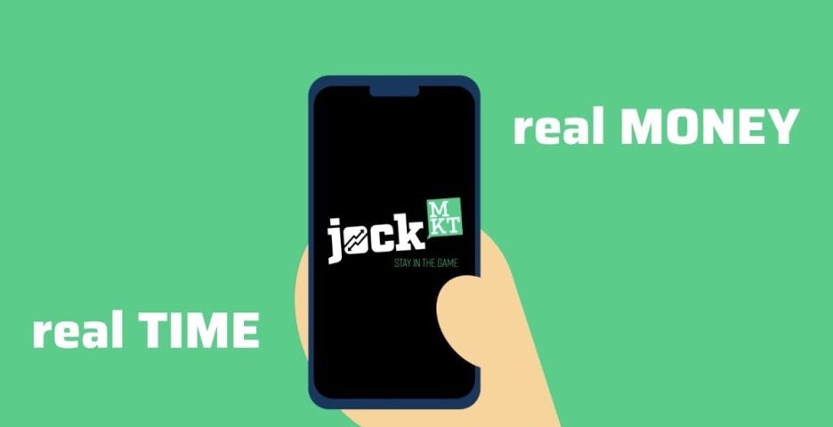 JockMKT Ad: Real Time, Real Money. JockMKT: A Fantasy Sports Stock Exchange