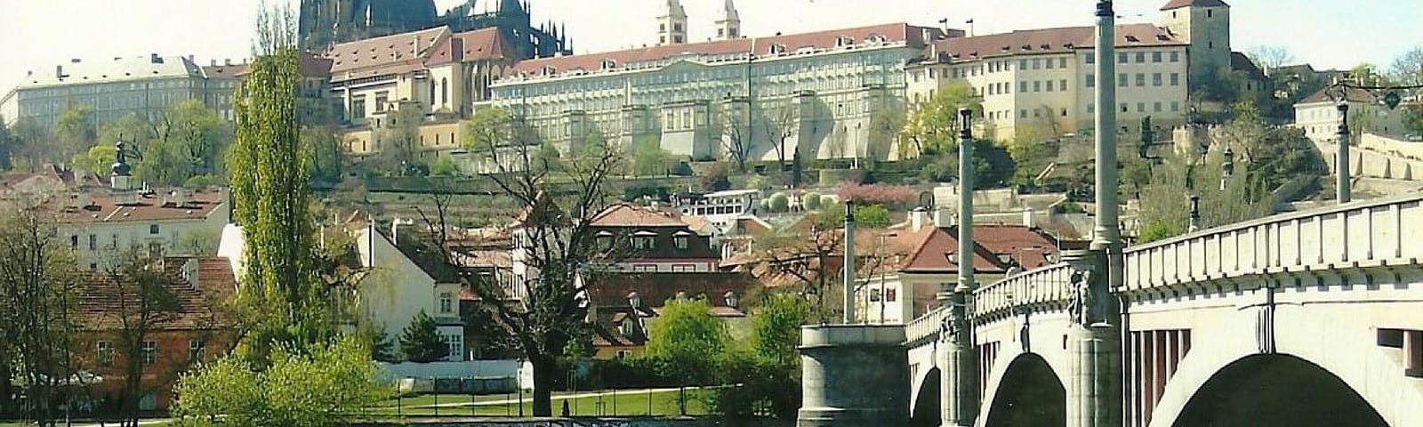 view of Prague Castle from across the Vltava River