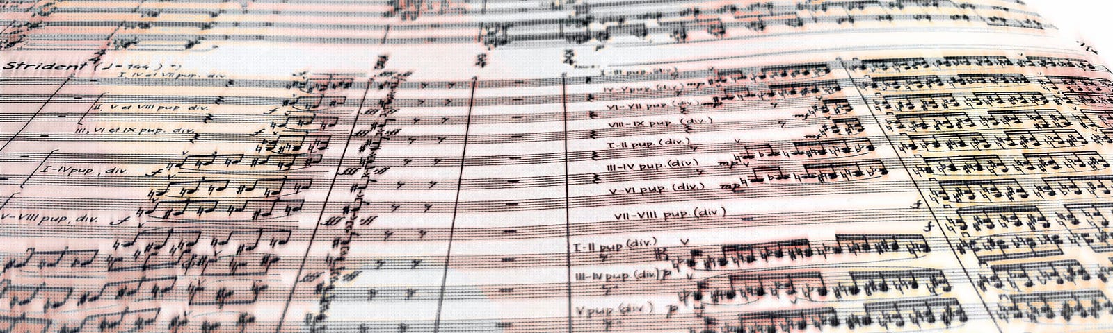 Close-up photo of an orchestral score
