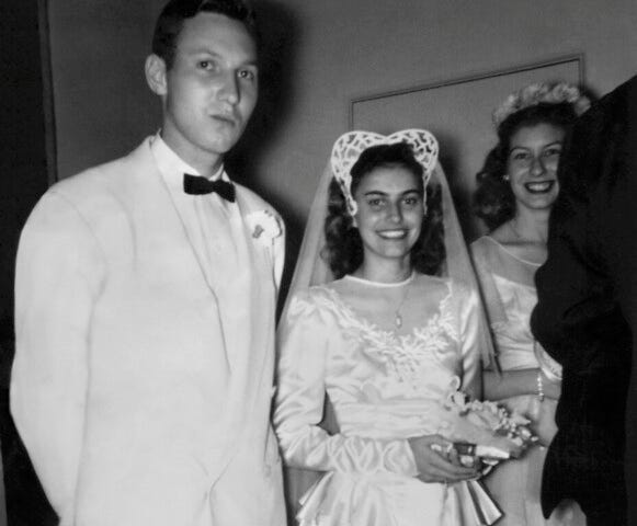 Wedding photograph of Carl (1927–2003) and Alice Jones (1928–2014), married 21 September 1949