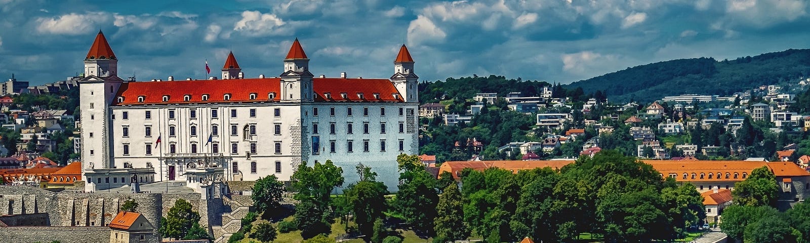 A photo of Bratislava castle, on a hill above the old town