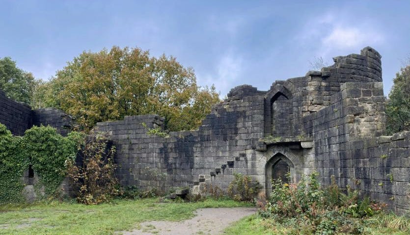 A ruined castle wall.