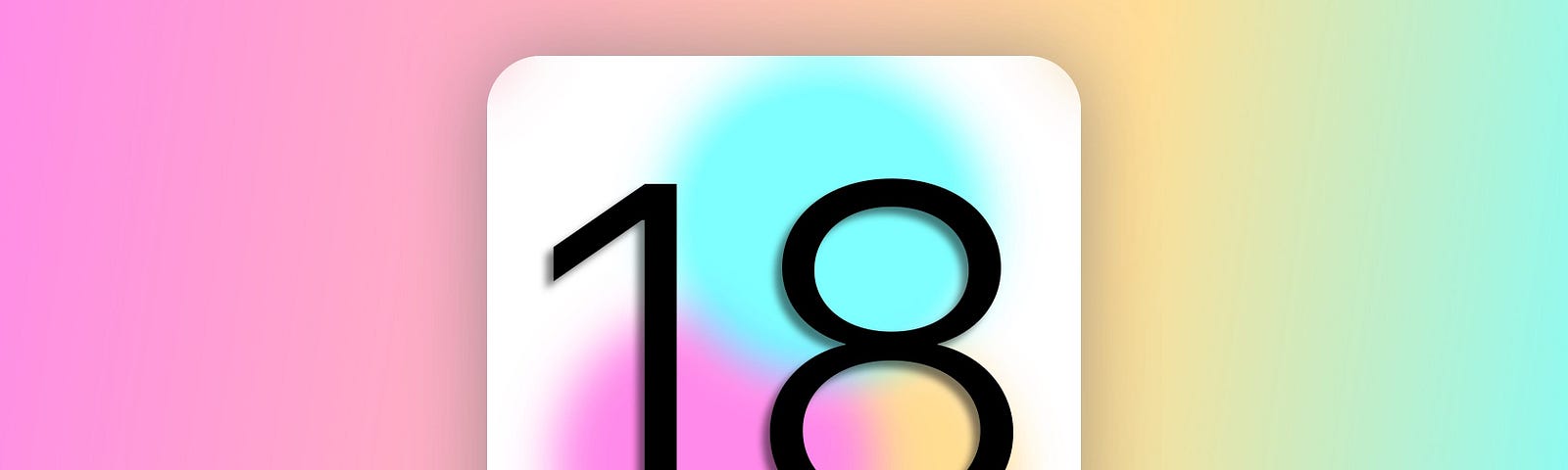 An icon-style rectangle showing the number 18 with a blurred background beneath it. Around the rectangle is a pink, yellow and blue colour.