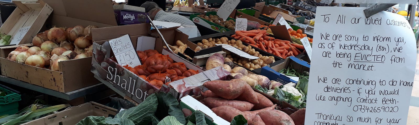 fruit and vegetable stall Lincoln Central Market facing eviction