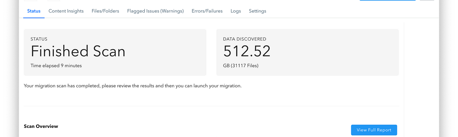 cloud scan discovery file migration