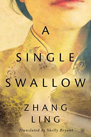 Cover of ‘A Single Swallow’ shows a woman’s face, half obscured, with a river landscape running underneath