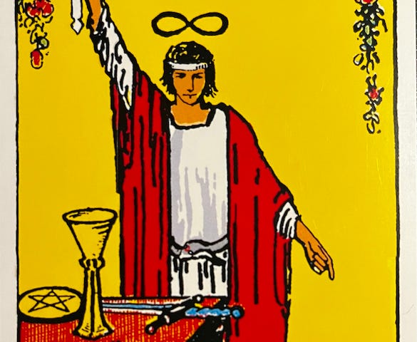 Tarot card, The Magician from the Rider-Waite-Smite Tarot deck.