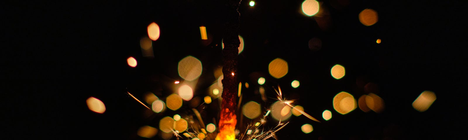 A closeup of the ember of a sparkler. Depositphotos.