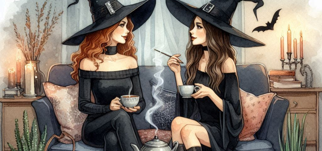 Two modern day witches talking.