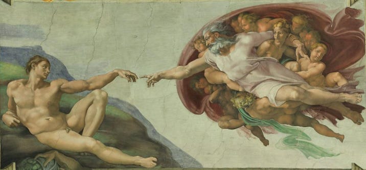 Creation of Adam fresco on the ceiling of the Sistine Chapel.