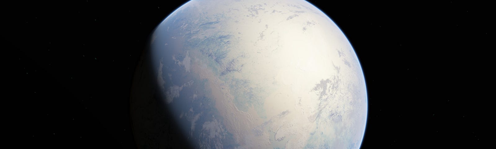 Artist’s rendition of a fully-frozen Snowball Earth with no remaining liquid surface water