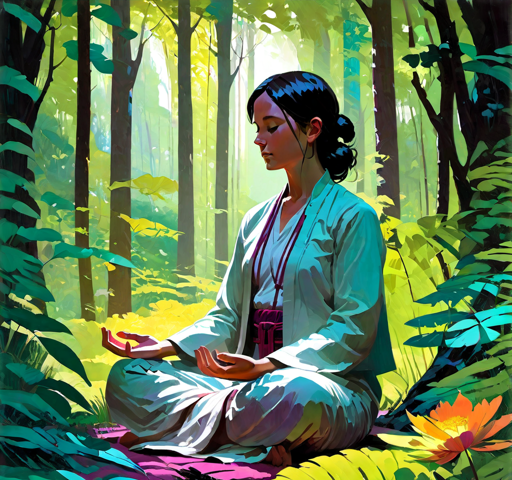 Woman meditating in nature.
