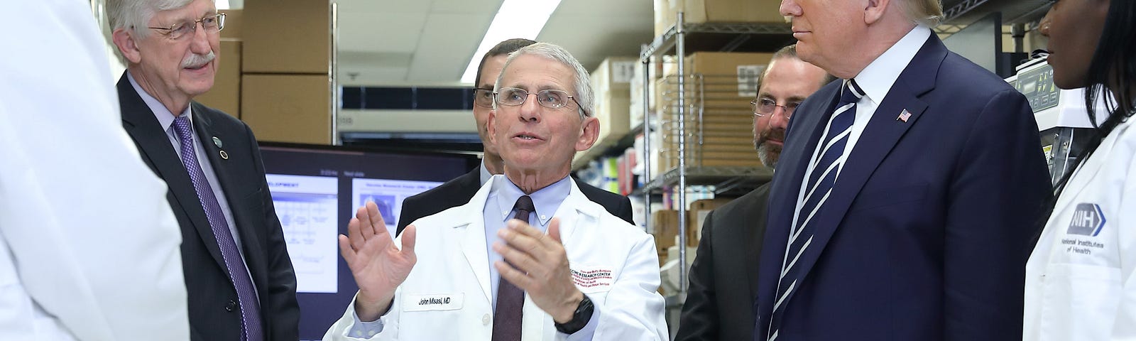 Dr. Anthony Fauci, center, with President Trump on April 8, 2020. Credit: National Institutes of Health