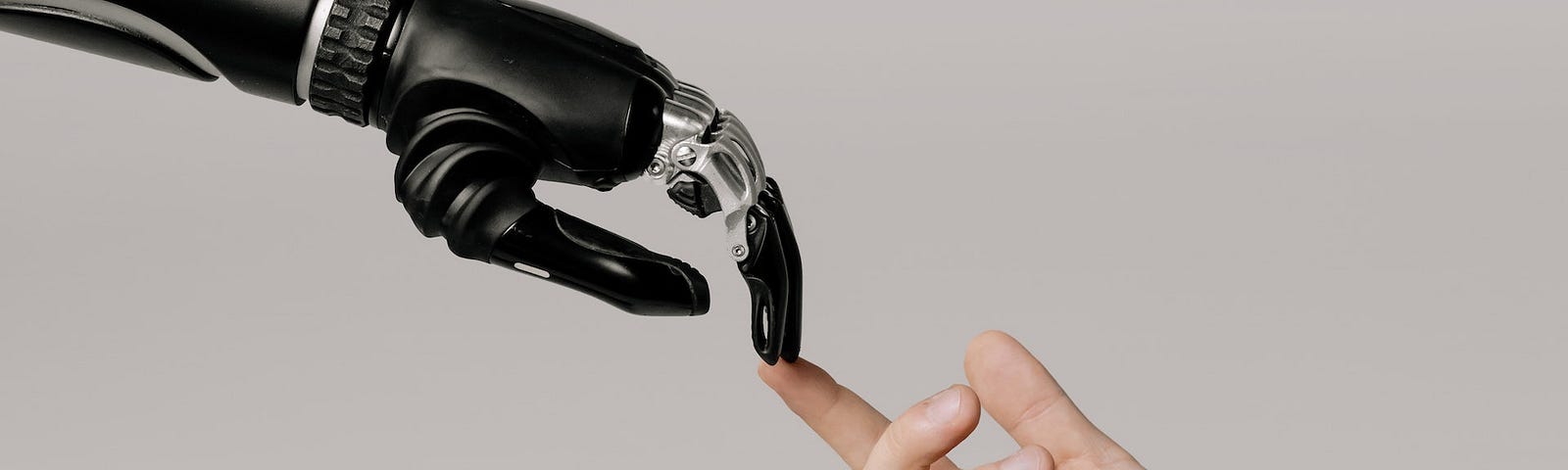 Bionic hand and human hand finger pointing