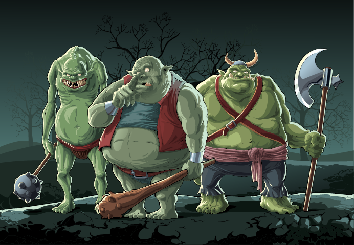Some very ugly goblins preparing to attack.