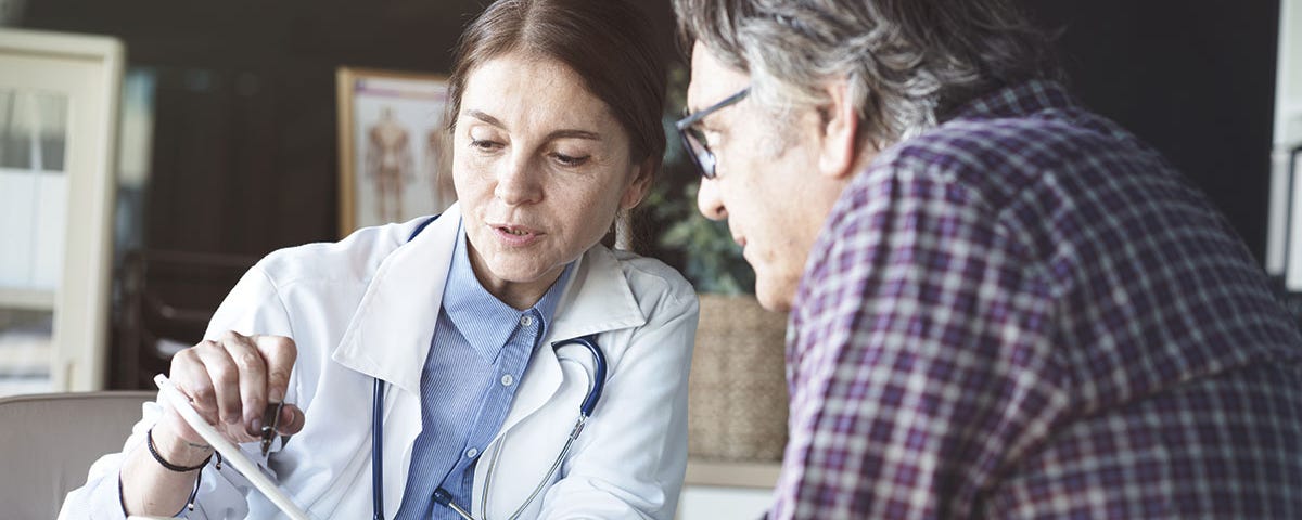 Photo of doctor and patient.