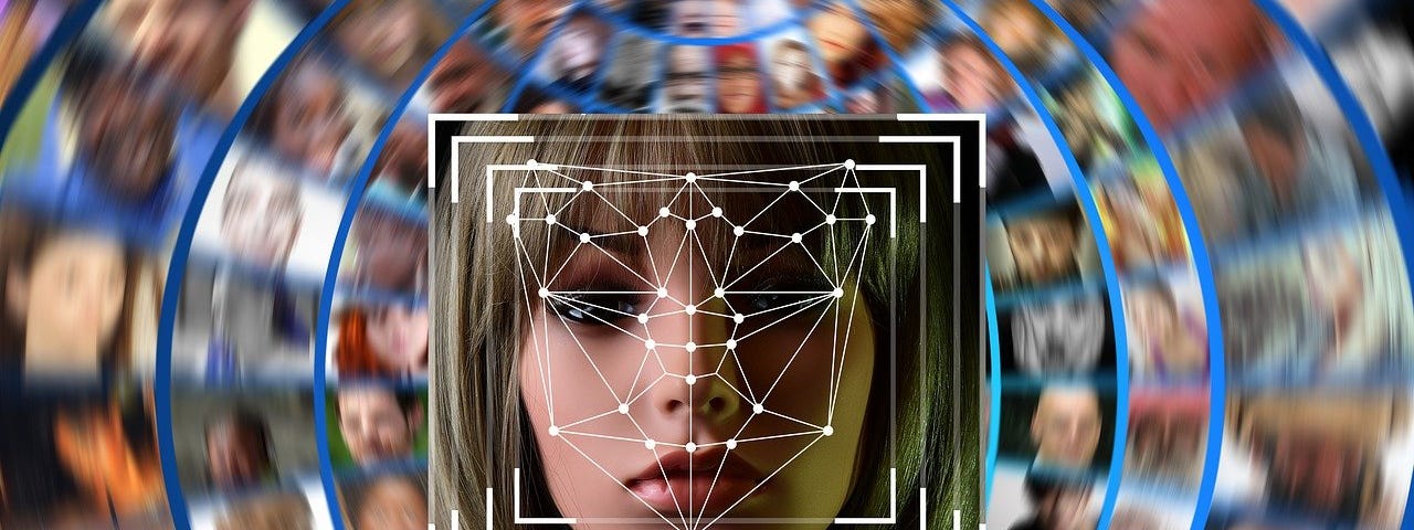IMAGE: A woman’s portrait measured with face recognition software in a spiral with many other portraits