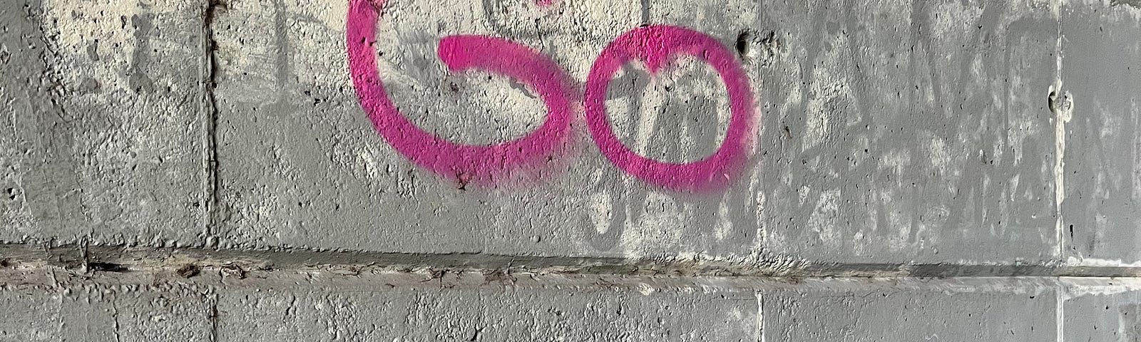 A concrete wall with the words “Go Vegan” spray painted on in pink.