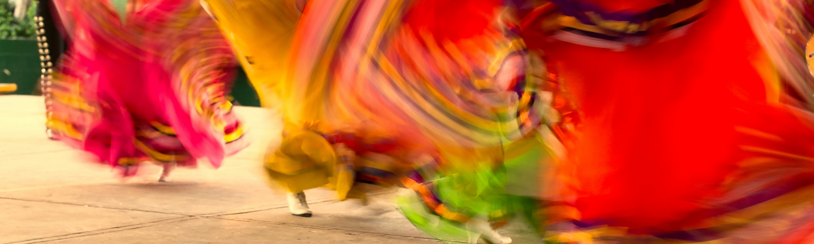 Mexican folk dance skirts and feet in movement