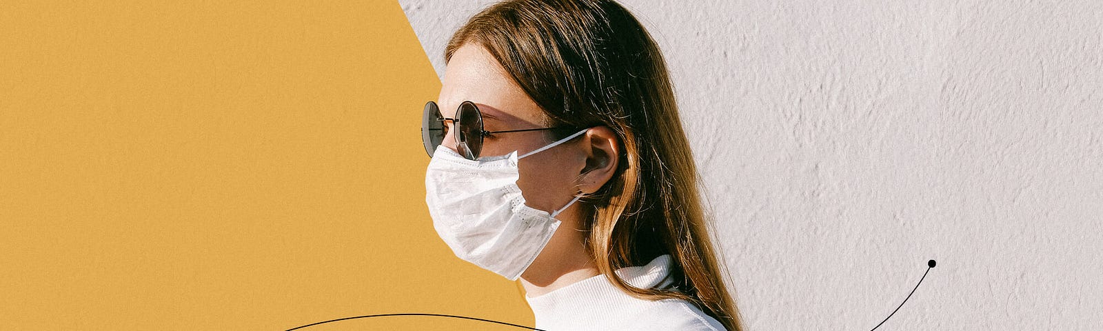 Women in mask protecting against virus