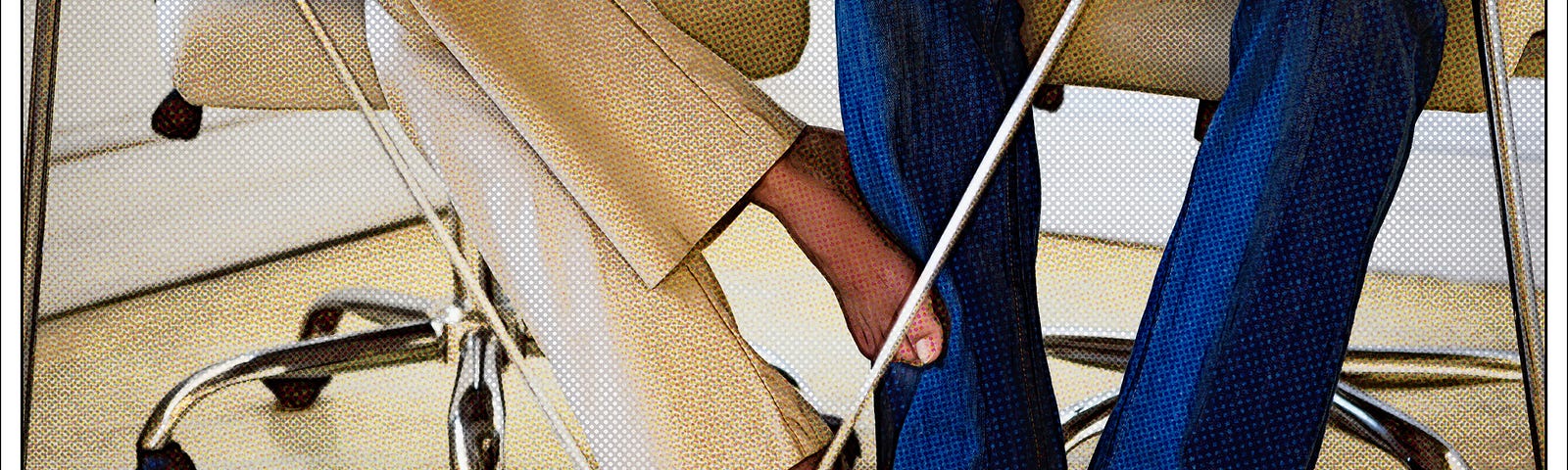 Woman playing footsie under desk