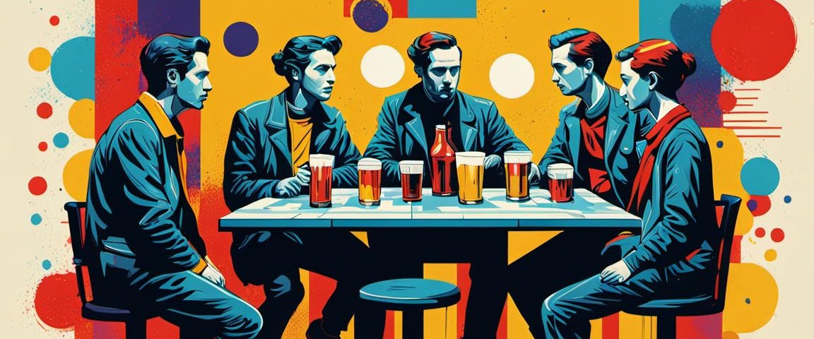 Pop art — group of people in a pub