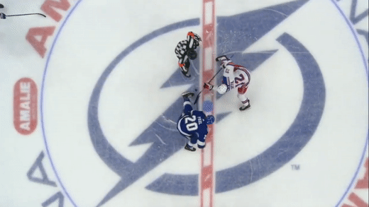 Faceoff between the Rangers and Lightning