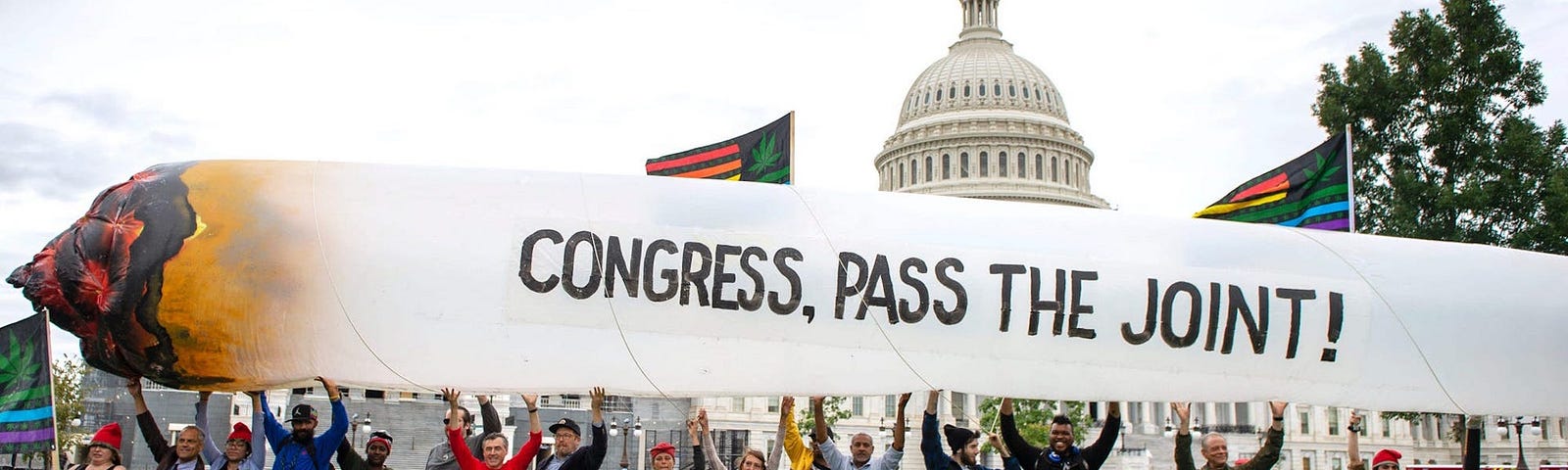 Marijuana activists at a rally at the U.S. Capitol call on Congress to pass cannabis reform legislation in 2019.