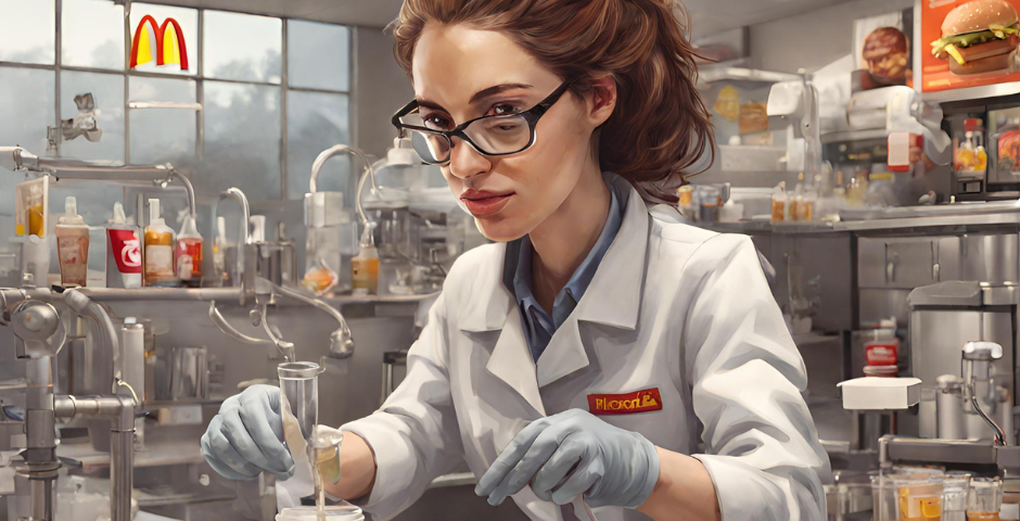 A female scientist is mixing up some chemicals.