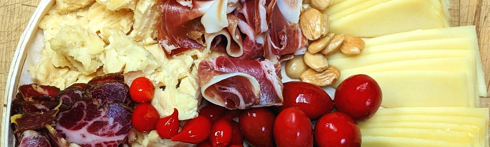 Overhead view of one of Quebracho’s meat and cheese plates.